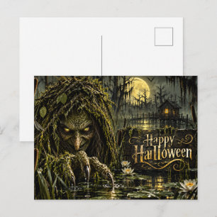 Sumpfhexe Verzauberter Sumpf Halloween Postkarte