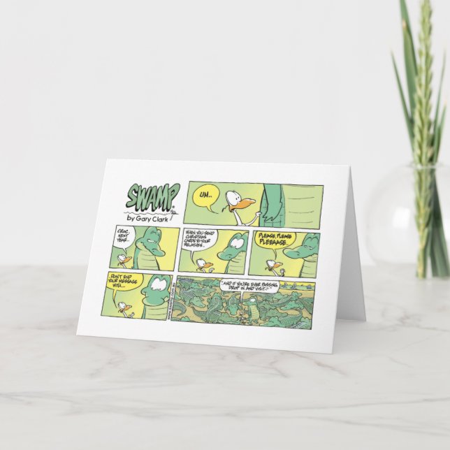 Sumpfkrokodile Relativer Weihnachtsbesuch Feiertagskarte (Vorderseite)