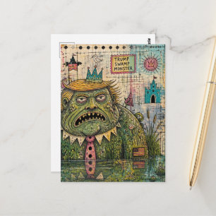 Sumpfmonster Mixed Media Lustige Collage Postkarte