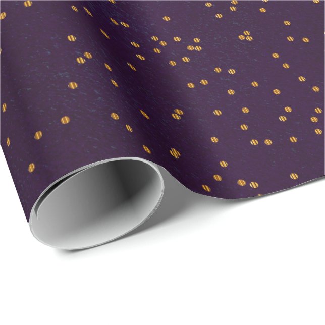 Sumpfpf Lila mit Gold Confetti Dosen Geschenkpapier (Rolleneckpunkt)