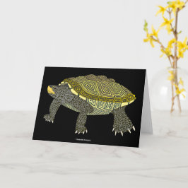 Sumpfschildkröte (schwarz) - Grußkarte Karte