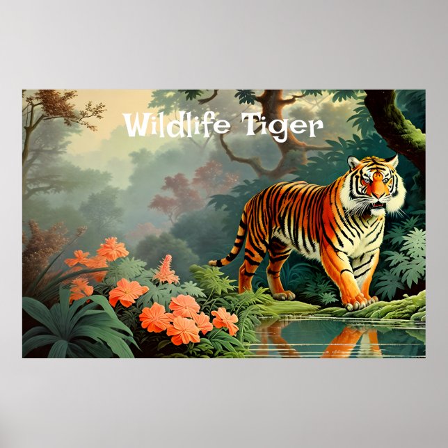 Sumpfwald Wild Tiger Vintage Poster (Vorne)