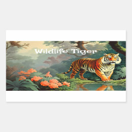 Sumpfwald Wild Tiger Vintage Poster Rechteckiger Aufkleber