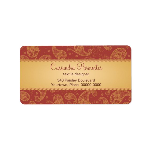 Sumptuous Paisley Address Labels Adressaufkleber (Vorne)