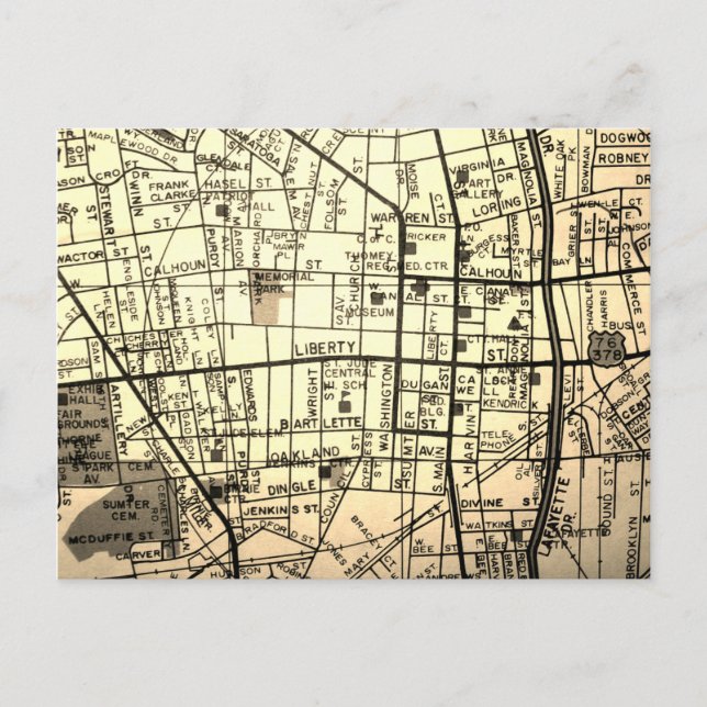 Sumter, SC Vintag Map Postkarte (Vorderseite)