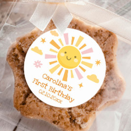 Sun 1. Geburtstags Party Girl Runder Aufkleber