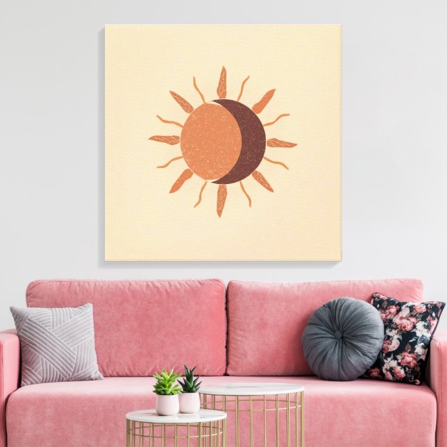 Sun and Moon – Boho Celestial  | Sacred Balance Leinwanddruck (Insitu (Wohnzimmer))