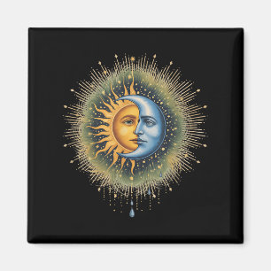 Sun and Moon Celestial Boho Mystische Hippie 90er Magnet