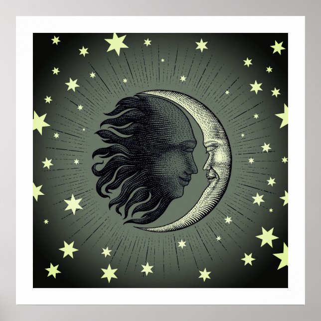 Sun and Moon Graphic Art Poster (Vorne)