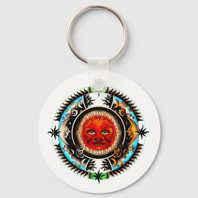 Sun and Moon Space Mandala Schlüsselanhänger (Vorderseite)