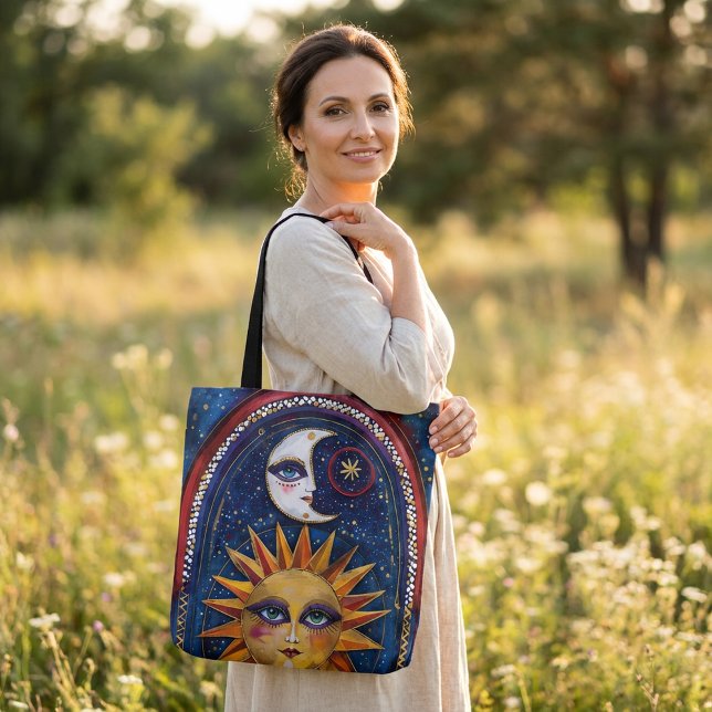 Sun and Moon Tote Bag with Vibrant Celestial Art (Von Creator hochgeladen)
