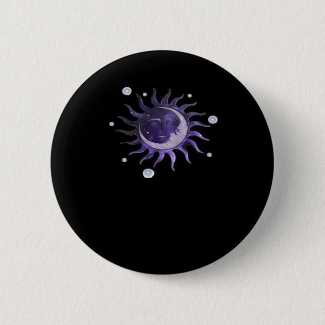 Sun and Moon Whimsigothic Gothic Witchy Hexe Button (Vorderseite)