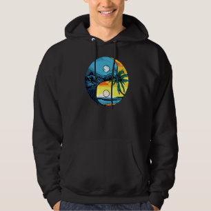 Sun and Moon Yin and Yang Retro Beach Mountains su Hoodie