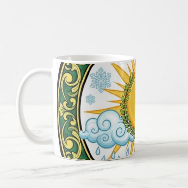 Sun and Rain Nature Cycle Botanical Emblem ART Kaffeetasse (Links)