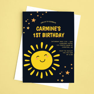 Sun and Stars Boys 1. Geburtstag Einladung