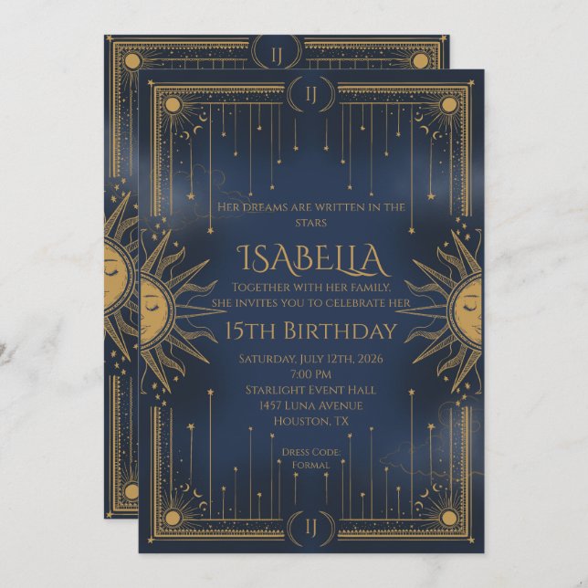 sun and stars einladung (Vorne/Hinten)