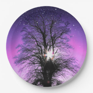 Sun and Stars Tree Lila Sky by Linandara Pappteller