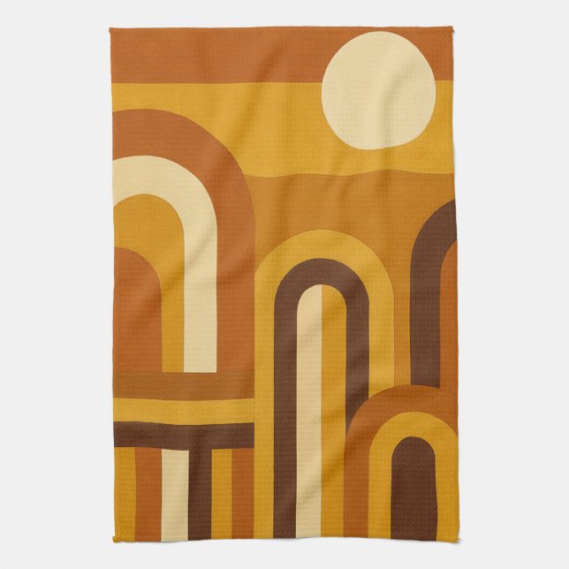 Sun & Arches Mid Century Modern Geometric Design Geschirrtuch (Vertikal)