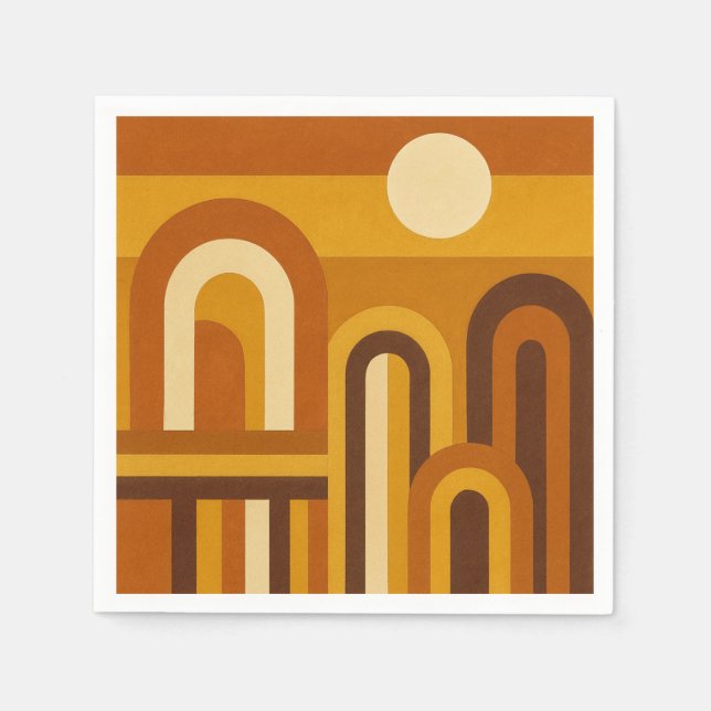 Sun & Arches Mid Century Modern Geometric Design Serviette (Vorderseite)