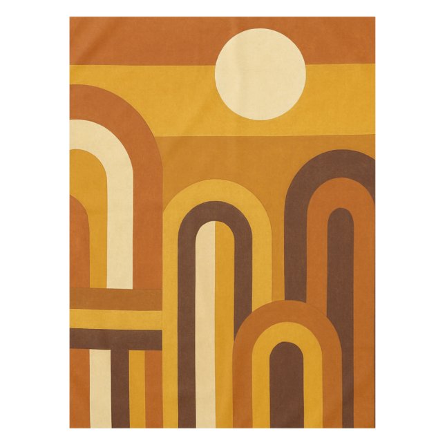 Sun & Arches Mid Century Modern Geometric Design Tischdecke (Vorderseite)
