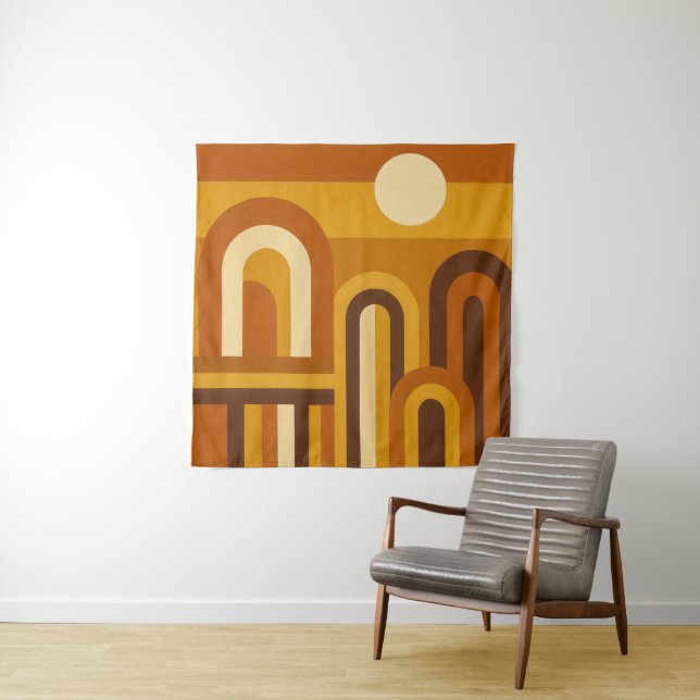 Sun & Arches Mid Century Modern Geometric Design Wandteppich (Beispiel)