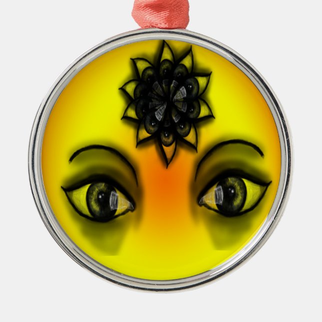 Sun Augen Silbernes Ornament (Vorne)