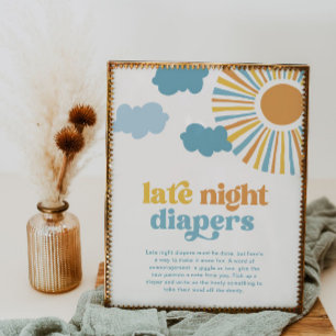 Sun Baby Dusche Spate Night Diapers Zeichen Poster