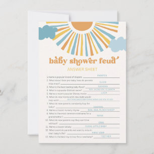 Sun Baby Shower Feud Game Answer Card Einladung