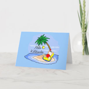 Sun Bathing Santa hawaiian xmas tee 5 Feiertagskarte
