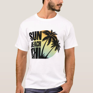 Sun, Beach & Chill Palm Tree Grafisches T-Shirt