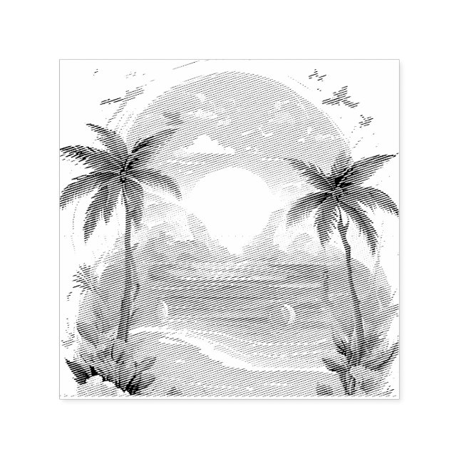 Sun Beach Palme Permastempel (Design)