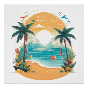 Sun Beach Palme Poster