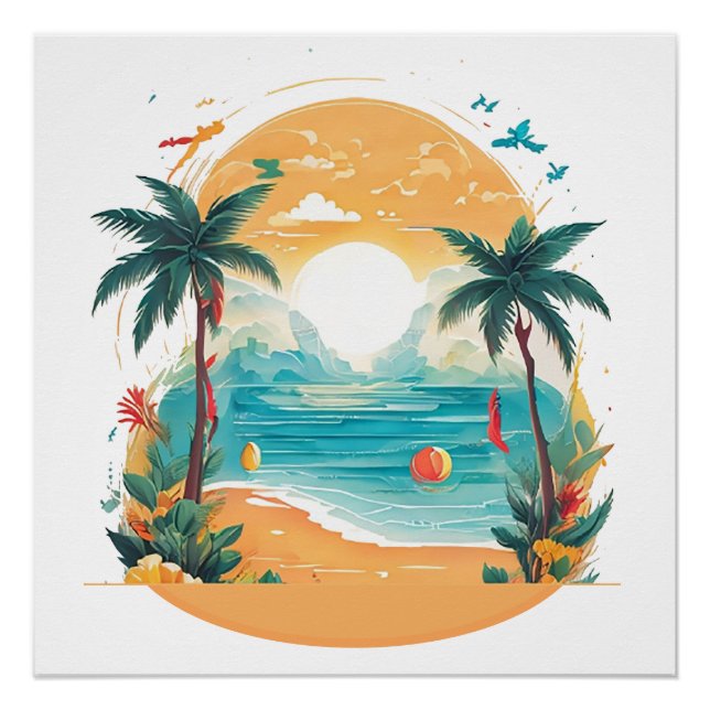 Sun Beach Palme Poster (Vorderseite)