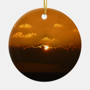 Sun Behind Clouds I Orange Sunset Foto Keramikornament