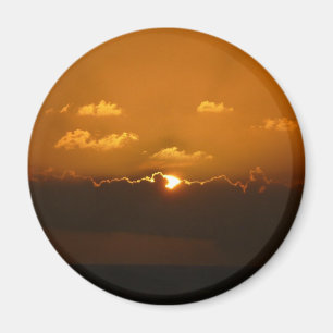 Sun Behind Clouds I Orange Sunset Foto Magnet