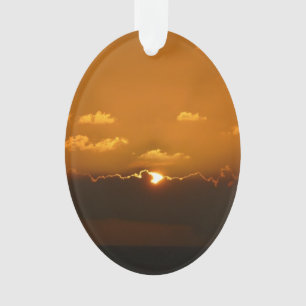 Sun Behind Clouds I Orange Sunset Foto Ornament