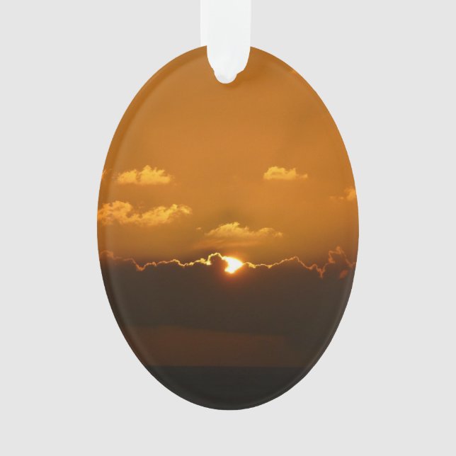 Sun Behind Clouds I Orange Sunset Foto Ornament (Vorderseite)