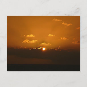 Sun Behind Clouds I Orange Sunset Foto Postkarte