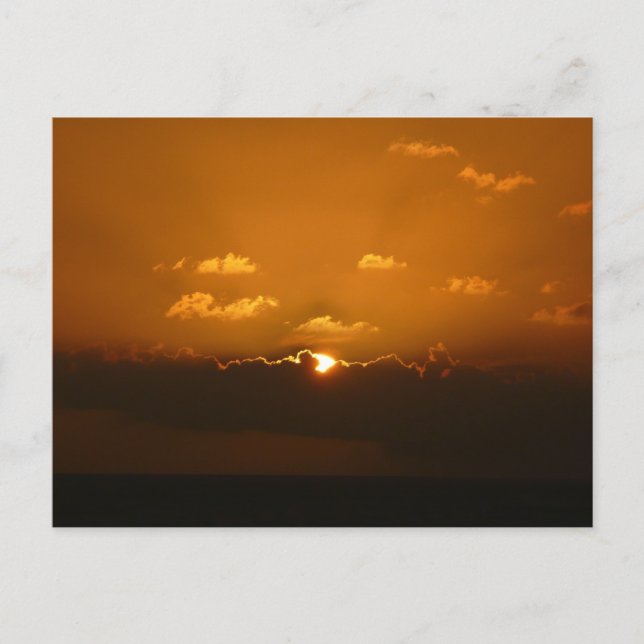 Sun Behind Clouds I Orange Sunset Foto Postkarte (Vorderseite)