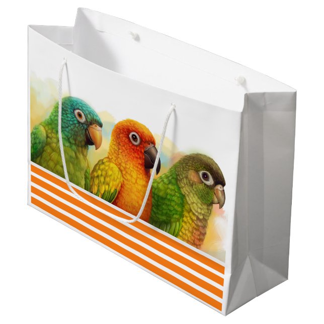 Sun blau-krönte grüne-cheeked conures große geschenktüte (Vorderseite Schrägansicht)