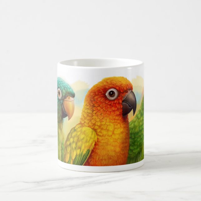 Sun blau-krönte grüne-cheeked conures verwandlungstasse (Mittel)