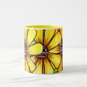Sun-Blume und Freund-Tasse 1 Zweifarbige Tasse