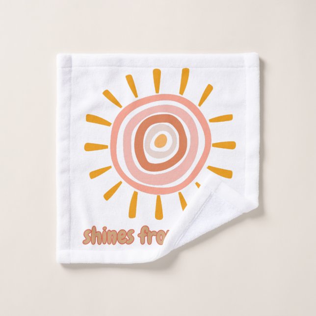 Sun Boho Art: "Shine from within" quote for self-e Badhandtuch Set (Waschlappen)