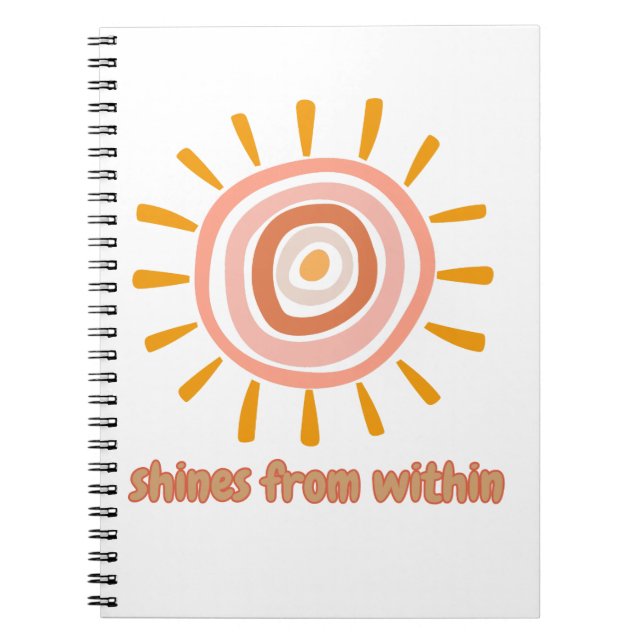 Sun Boho Art: "Shine from within" quote for self-e Notizblock (Vorderseite)