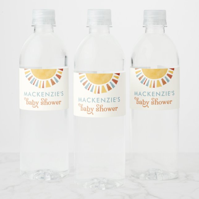 Sun Boho Baby Dusche Wasser Flasche Etikett (Flaschen)