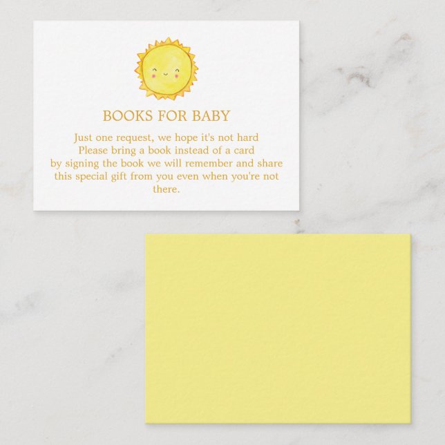 Sun-Bücher für die Babyverpackungskarte Visitenkarte (Vorne/Hinten)