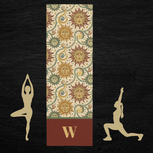 Sun Celestial Vintag Burgund Green Gold Muster Yogamatte