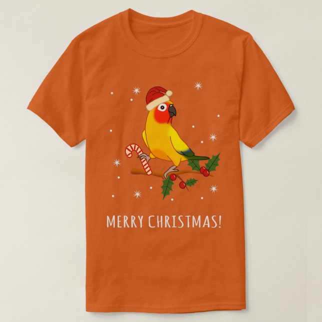 Sun Conure Frohe Weihnachten T-Shirt (Design vorne)