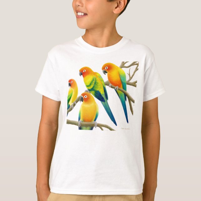 Sun Conure plappert KinderT - Shirt nach (Vorderseite)