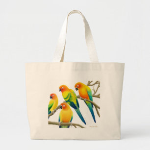 Sun Conure plappert Tasche nach
